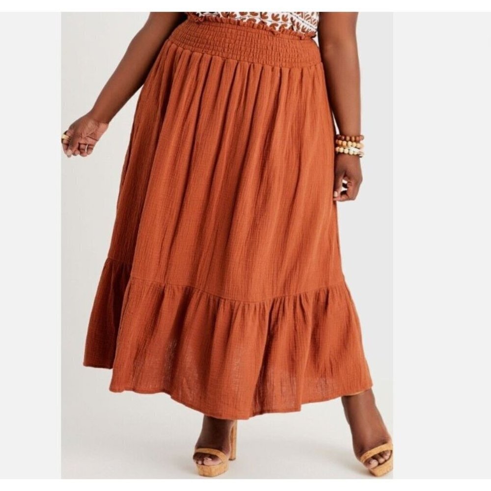 Ashley Stewart Rust Maxi Skirt